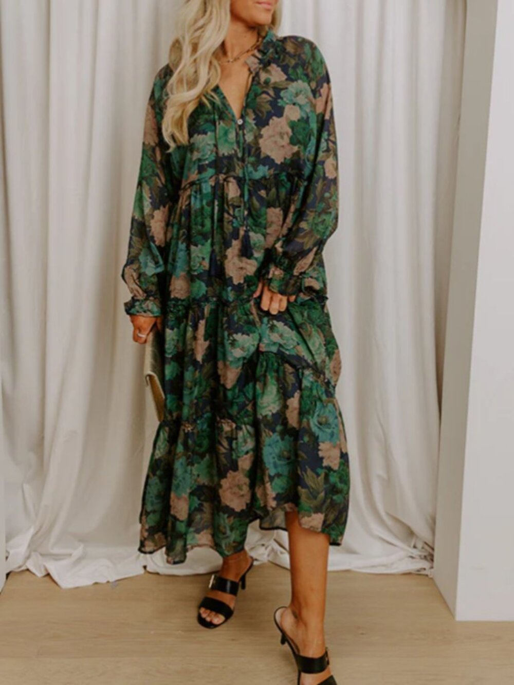Midi Navy Floral Dress Medium